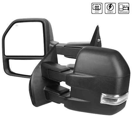 Spec-D Tuning 15-17 Ford F150 Towing Mirrors-Black Texture, RMX-F15015F3H-P-FS RMX-F15015F3H-P-FS